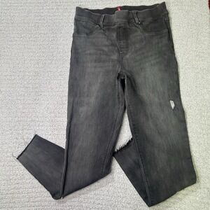 Spanx Skinny Ankle Jeans Gray Charcoal L Streetwear Edgy Minimalist Distressed
